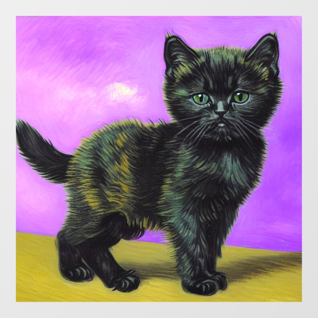 Vinilos Para Cristales Gato estilo Van Gogh (Hoja)