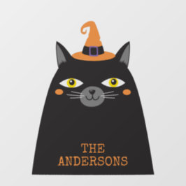 Vinilos Para Cristales Gato negro de Halloween personalizado y caprichoso