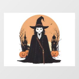 Vinilos Para Cristales Gato negro místico salem con calabazas