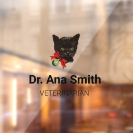 Vinilos Para Cristales Gato negro personalizable profesión veterinaria