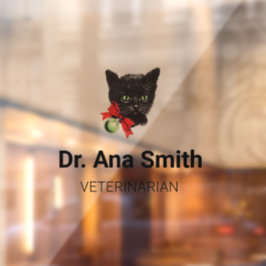 Vinilos Para Cristales Gato negro profesión veterinaria personalizable