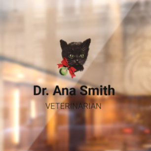 Vinilos Para Cristales Gato negro profesión veterinaria personalizable
