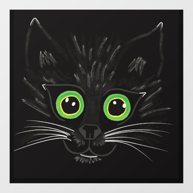 Vinilos Para Cristales Gato Oído Verde Sonriente (Hoja)