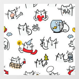 Vinilos Para Cristales Gatos divertidos, leche y magia.