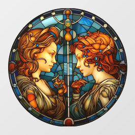 Vinilos Para Cristales Gemini Zodiac Rótulo Faux Stained Vidrio Cling