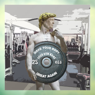 Vinilos Para Cristales Gimnasio divertido entrena a David como Donald Tru