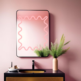 Vinilos Para Cristales Girly Pastel Rosa Cute Wavy Rectangle Mirror