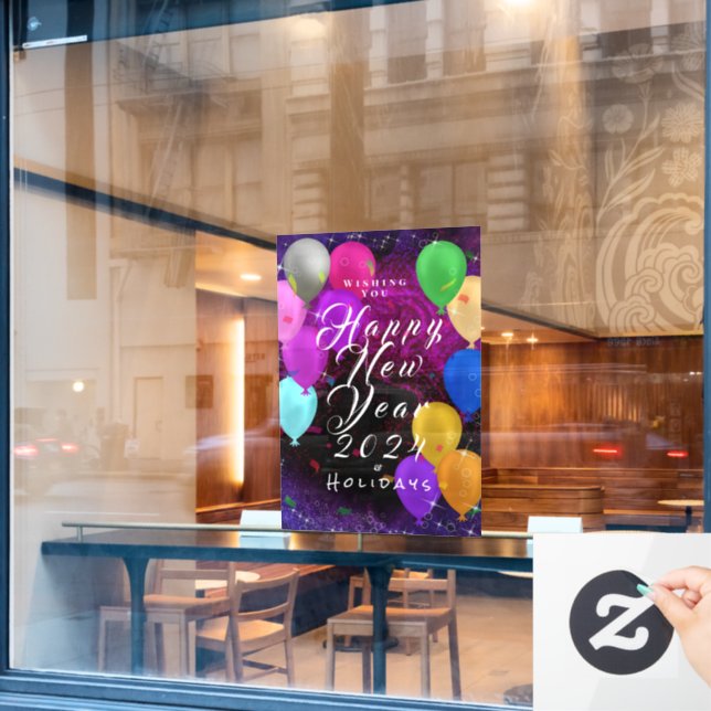 Vinilos Para Cristales Globo de Año Nuevo feliz (Ventana de cafetería)