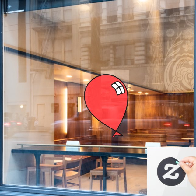 Vinilos Para Cristales Globo Feliz Rojo (Ventana de cafetería)