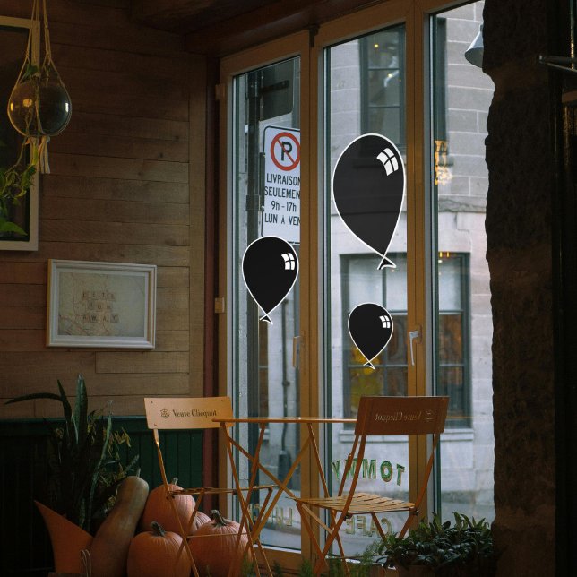Vinilos Para Cristales Globos Black Happy Tres Tamaños Ventana Cling (Halloween decor ideas...)
