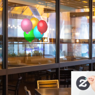 Vinilos Para Cristales Globos de cinco cumpleaños con Personalizado feliz