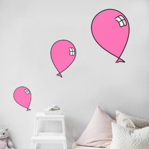 Vinilos Para Cristales Globos rosados felices tres tamaños de ventana