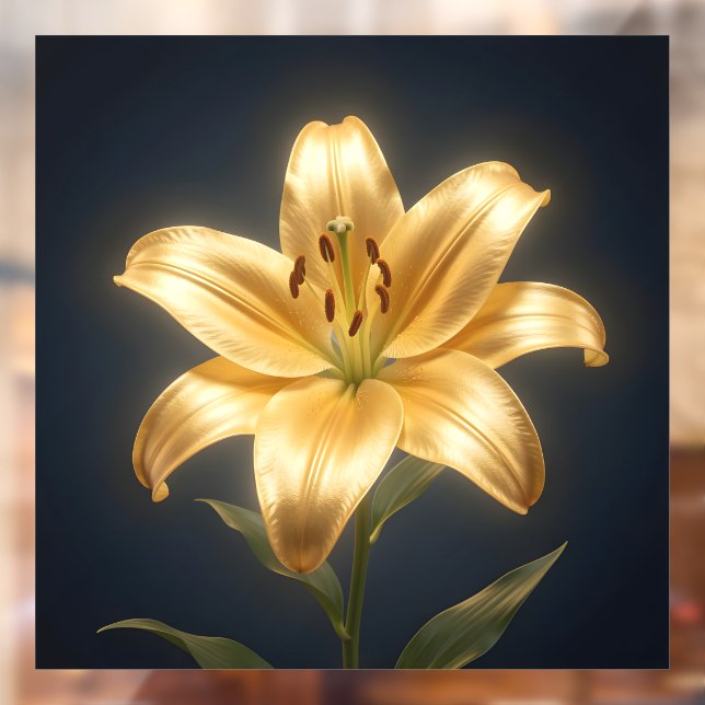 Vinilos Para Cristales Glowing golden lily flower (Hoja 2)
