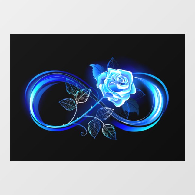 Vinilos Para Cristales Glowing infinity with blue rose (Hoja)