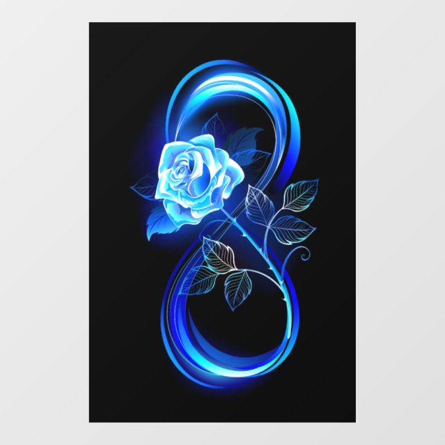 Vinilos Para Cristales Glowing infinity with blue rose (Hoja)