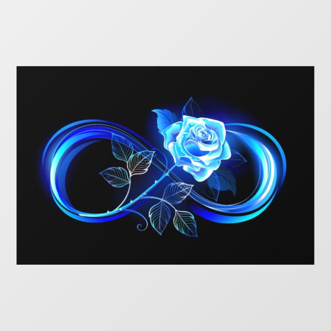 Vinilos Para Cristales Glowing infinity with blue rose (Hoja)