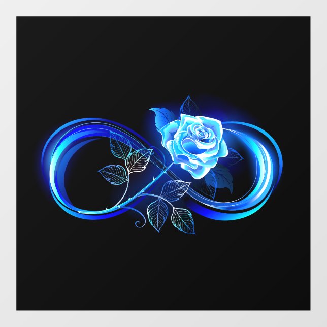 Vinilos Para Cristales Glowing infinity with blue rose (Hoja)