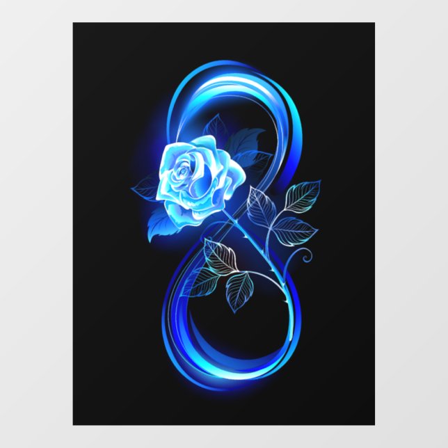 Vinilos Para Cristales Glowing infinity with blue rose (Hoja)