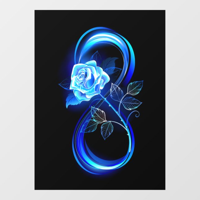 Vinilos Para Cristales Glowing infinity with blue rose (Hoja)