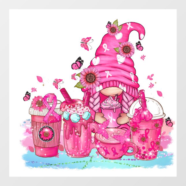 Vinilos Para Cristales Gnome de sensibilización sobre el cáncer de mama (Hoja)