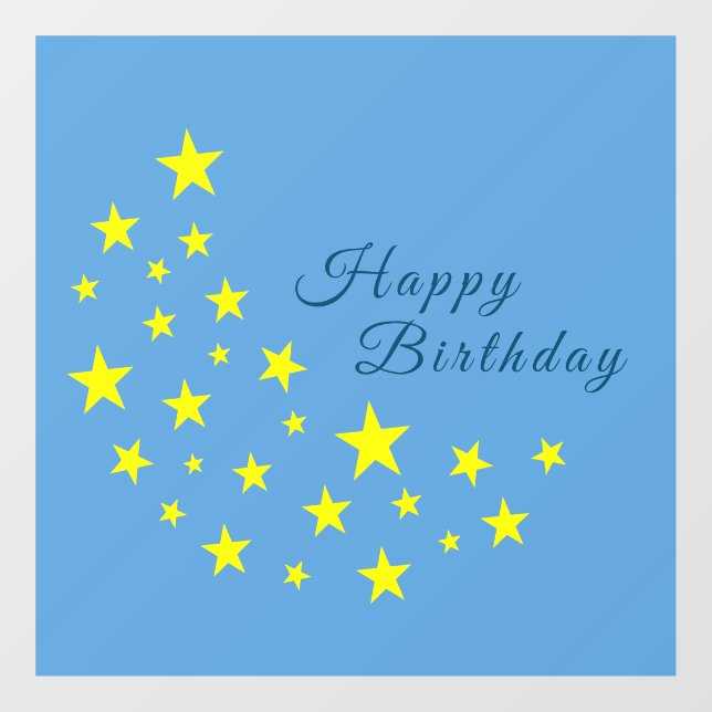 Vinilos Para Cristales Golden Starry Moon en Picton Blue Happy Birday (Hoja)