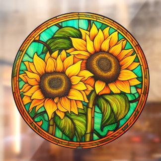 Vinilos Para Cristales Golden Sunflowers Faux Seted Glass