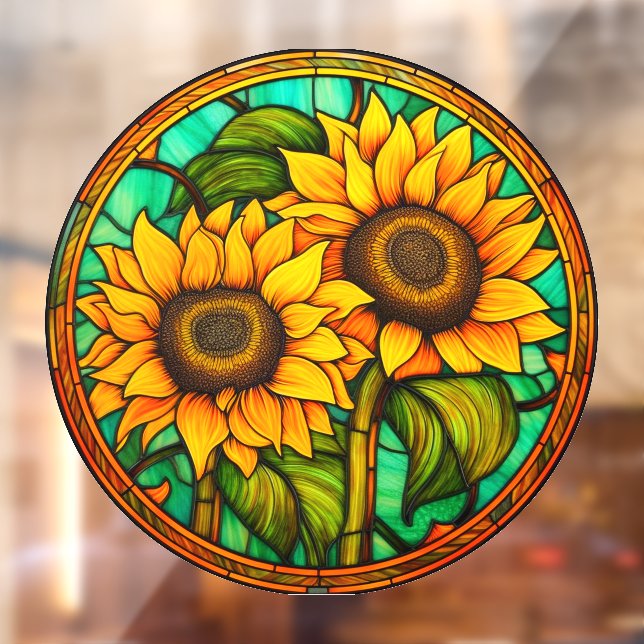 Vinilos Para Cristales Golden Sunflowers Faux Seted Glass (Hoja 2)