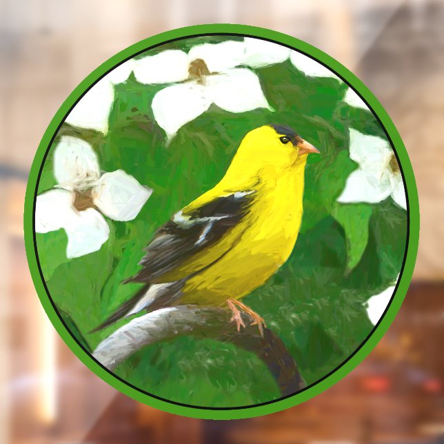 Vinilos Para Cristales Goldfinch estadounidense en pintura de invierno -  (Hoja 2)