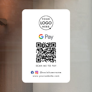 Vinilos Para Cristales Google Pay Código QR Negocio de Pago sin Contact
