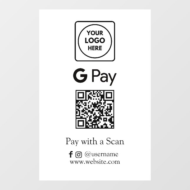 Vinilos Para Cristales Google Pay QR | Pago comercial sin contacto (Hoja)