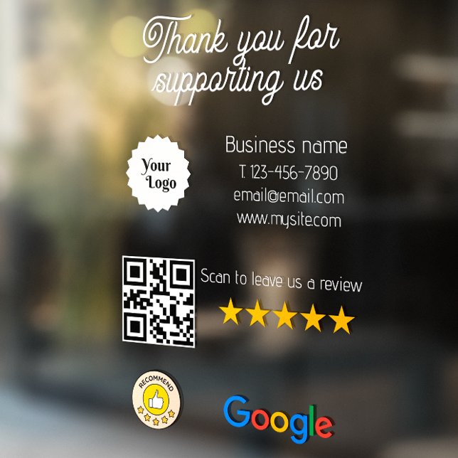 Vinilos Para Cristales Google Review My Business Black Qr Code Logo (Google Review My Business Black Qr Code Logo Window Cling)
