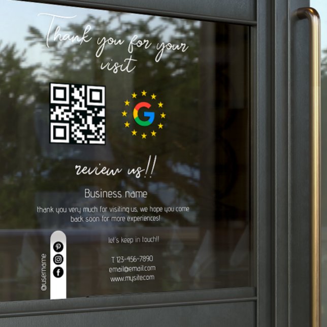 Vinilos Para Cristales Google Review My Business Gracias Qr Code (Google Review My Business Thank You Qr Code Window Cling)