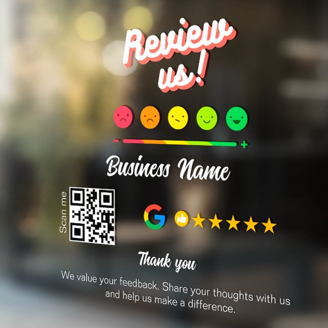 Vinilos Para Cristales Google Review My Business Gracias Qr Code (Google Review My Business Thank You Qr Code Window Cling)