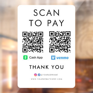 Vinilos Para Cristales Gracias a Cash App Venmo Scan para pagar código QR