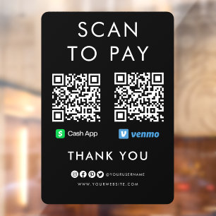 Vinilos Para Cristales Gracias a Cash App Venmo Scan para pagar el código