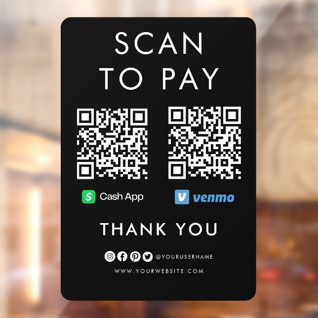 Vinilos Para Cristales Gracias a Cash App Venmo Scan para pagar el código (Hoja 2)