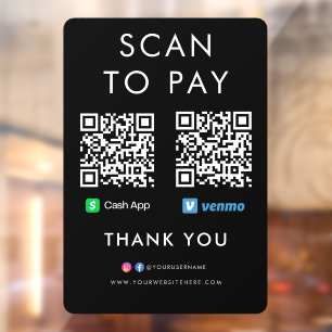 Vinilos Para Cristales Gracias a Cash App Venmo Scan para pagar el código