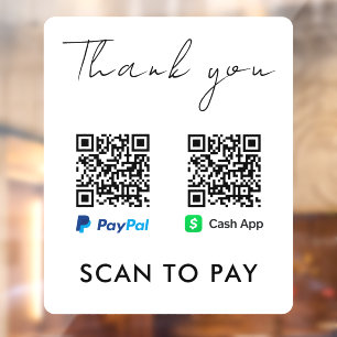 Vinilos Para Cristales Gracias a CashApp Paypal Análisis de código QR par
