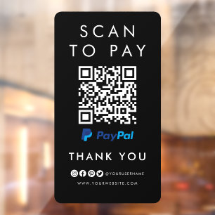 Vinilos Para Cristales Gracias a Paypal Scan para pagar el código QR negr