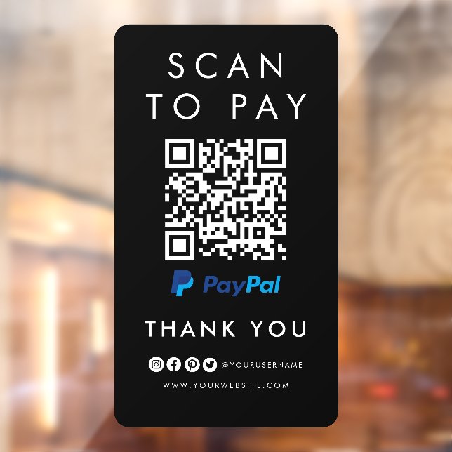 Vinilos Para Cristales Gracias a Paypal Scan para pagar el código QR negr (Hoja 2)
