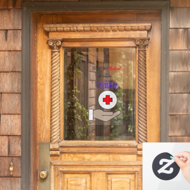 Vinilos Para Cristales ¡Gracias A Todos Los Trabajadores Médicos! (Puerta de casa)