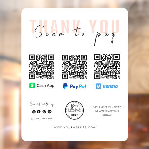 Vinilos Para Cristales Gracias Escanear para pagar el pago de código QR c