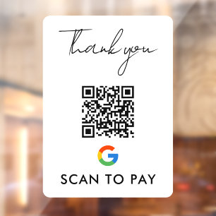 Vinilos Para Cristales Gracias Google Pay QR Code Scan para pagar blanco
