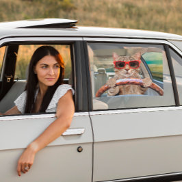 Vinilos Para Cristales Graciosa sombrilla de auto de conducción para gato