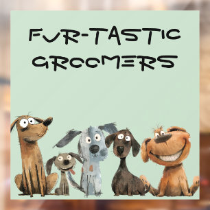 Vinilos Para Cristales Gracioso acuarela Perro Groomers Boutique Blue