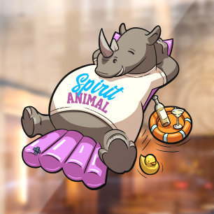 Vinilos Para Cristales Gracioso Personalizado Rhino Spirit Animal Pool