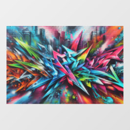 Vinilos Para Cristales Graffiti auf Ziegelwand mit Skyline Streetart