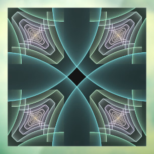 Vinilos Para Cristales Gráfico de arte fractal geométrico Verde azulado m