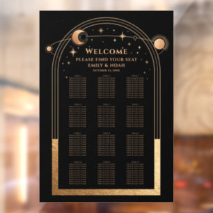 Vinilos Para Cristales Gráfico de Asientos de Boda Celestial de Oro Negro