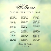 Gráfico de asientos de Boda transparente alfabétic